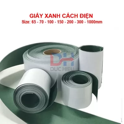Giấy xanh cách điện, cách nhiệt cho Pin. Bản 65 - 70 - 100 - 150 - 200 - 300mm sẵn keo dán